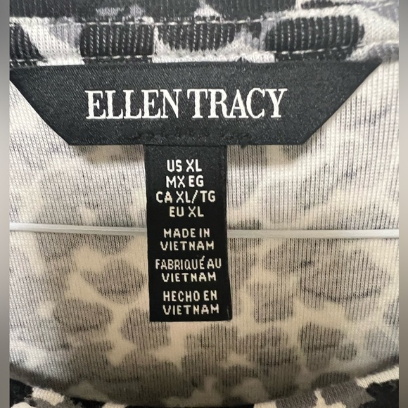 ELLEN TRACY WOMAN BLACK, WHITE & GRAY COTTON ROUND NECK SIZE XL DRESS - Picture 3 of 5